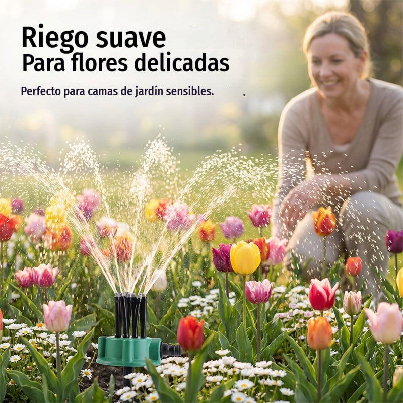 💦🌿Aspersor automático multicabezal de jardín de 360°