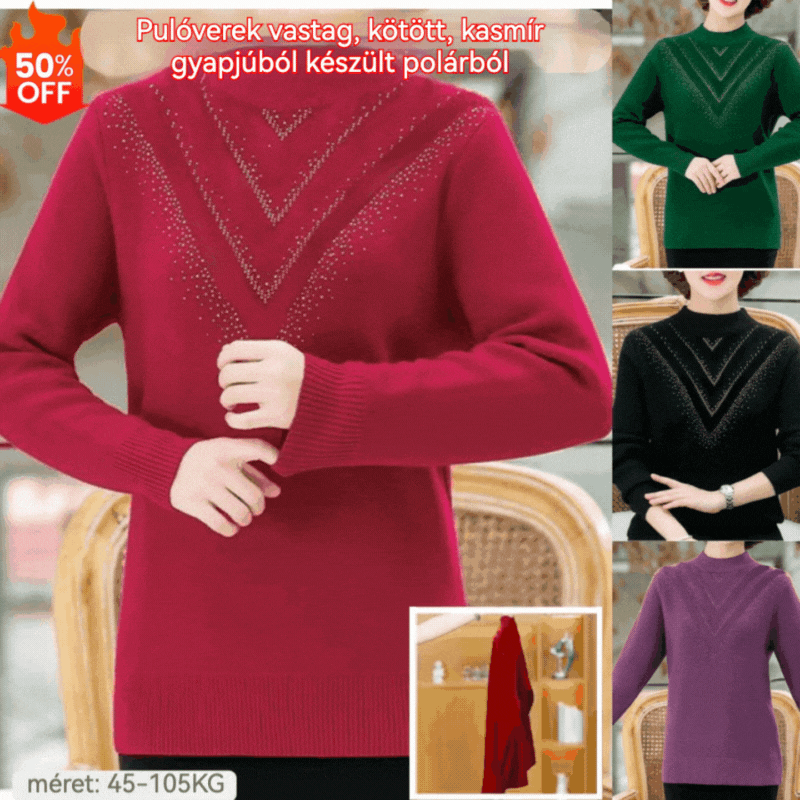 🔥【45–105KG】😍 Új, vastag és meleg téli pulóver, kötött kasmírfleece anyagból