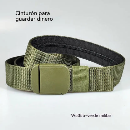 🔥【Longitud： 130 cm】Cinturón de viaje táctico con bolsillo oculto para dinero