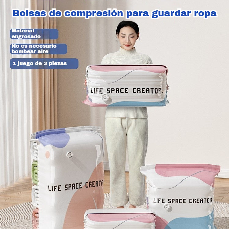 👕📦【5 piezas 25 euros】Bolsas de compresión para guardar ropa, no requieren vacío, diseño reforzado.