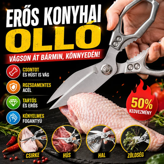 💪✂️Vastagabb és tartós konyhai olló🍖 Tökéletes csontok, hús és egyéb hozzávalók vágására egyetlen vágási vágással.