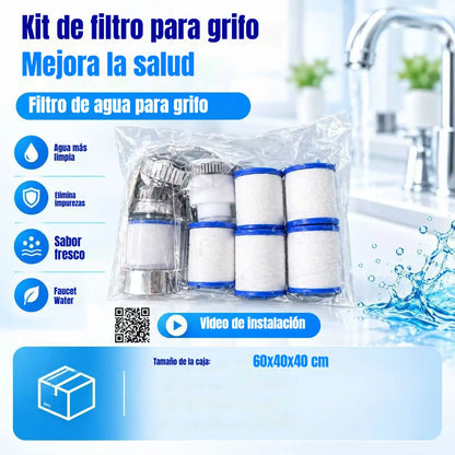 💧Mejora tu agua: Filtro para grifo sin herramientas, compatible con la mayoría de grifos
