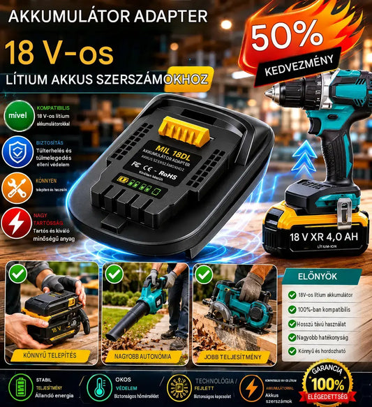 ⚡Lítium akkumulátor adapter 18 V-os akkumulátoros szerszámokhoz