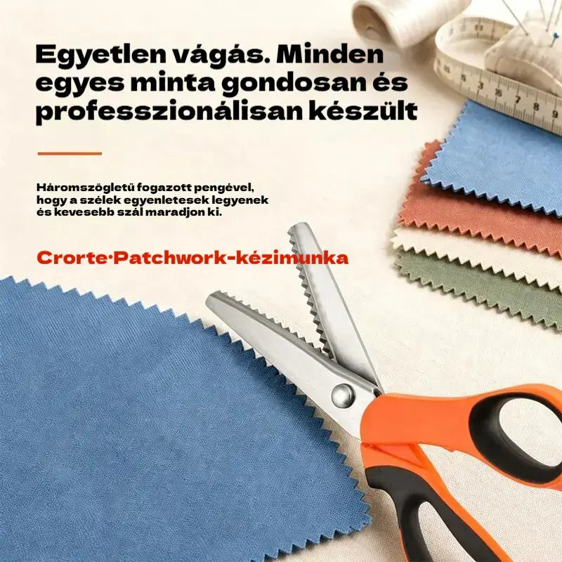 👗✂️ Díszes szélű szabóolló – Professzionális cikkcakk és hullámos vágáshoz | Tökéletes anyagokhoz, patchworkhöz és barkács projektekhez