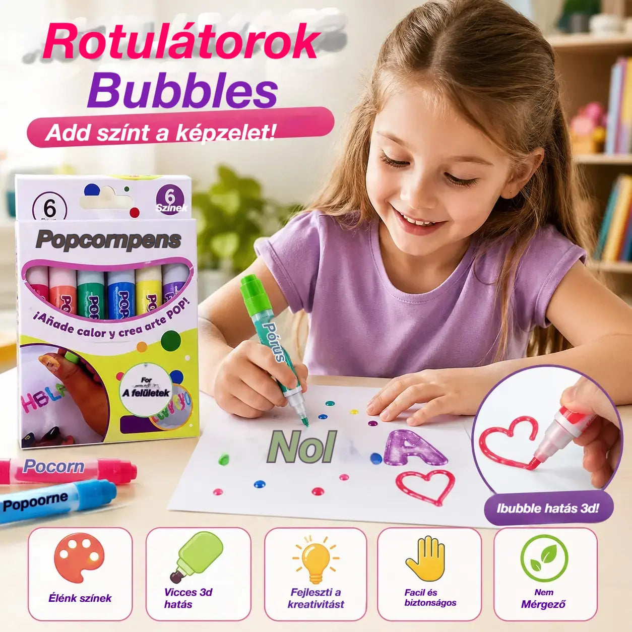 🎁【Vásárolj 1-et, kapsz 2-t ingyen】【2 darab 8300 Ft】3D nyomtatótoll gyerekeknek: Popcorn buborék rajzolás (DIY)