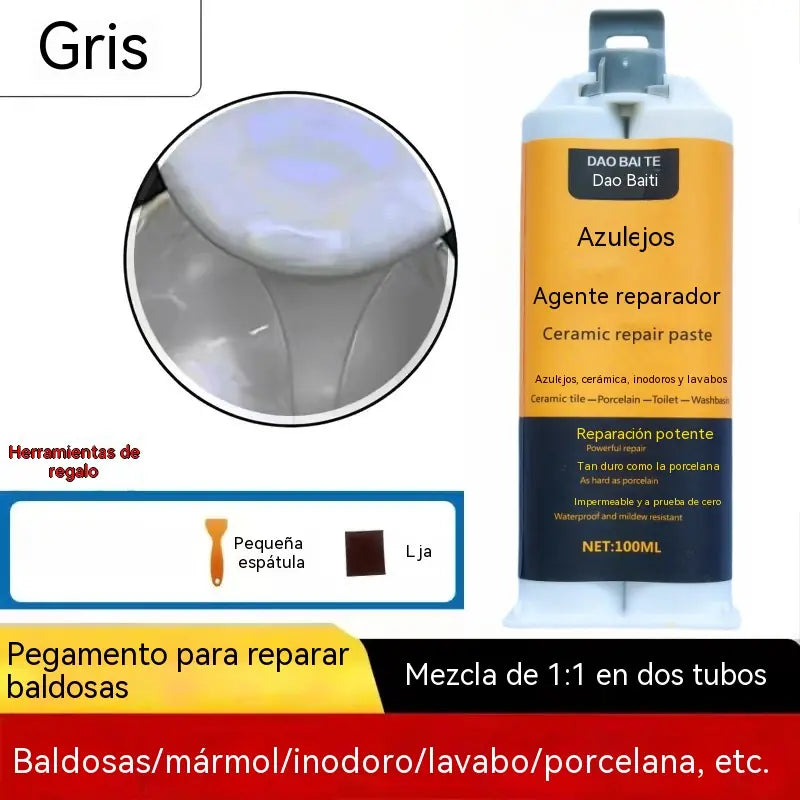 ✨【Compra 1 y llévate 1 gratis】2 piezas por 27 euros Pasta reparadora de azulejos cerámicos de doble tubo, un adhesivo mágico para rellenar grietas y agujeros.【Enviar herramientas】