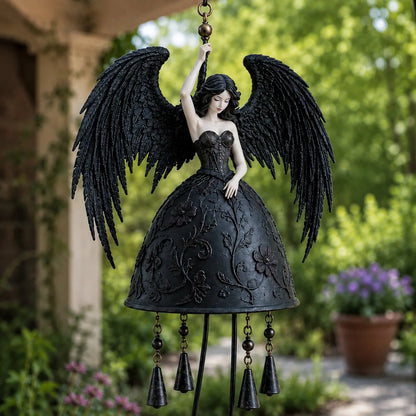 🎁🍂Campanillas de viento góticas de ángel oscuro: encantadora decoración colgante para jardín exterior.
