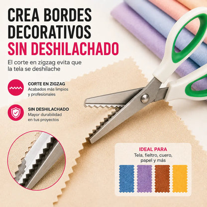 👗✂️ Tijeras de sastre con borde decorativo – Profesionales en corte zigzag y ondulado | Perfectas para telas, patchwork y proyectos DIY