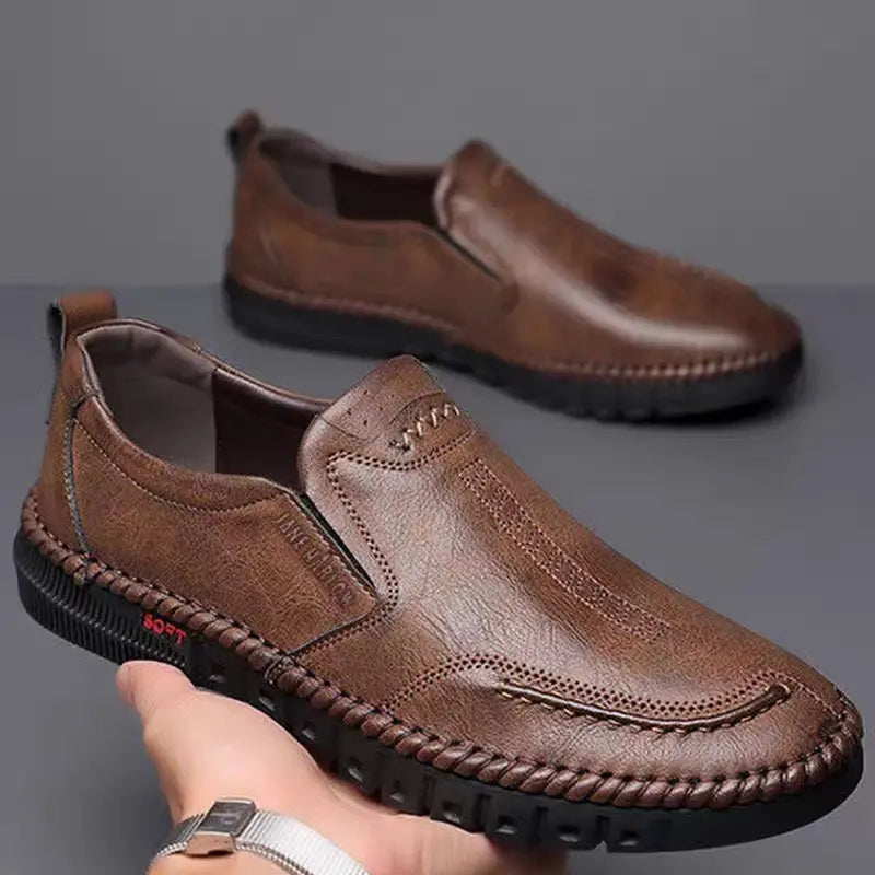 👞【Velikosti 39-44】Nové pánské kožené boty pro volný čas, měkká podrážka, protiskluzové a prodyšné