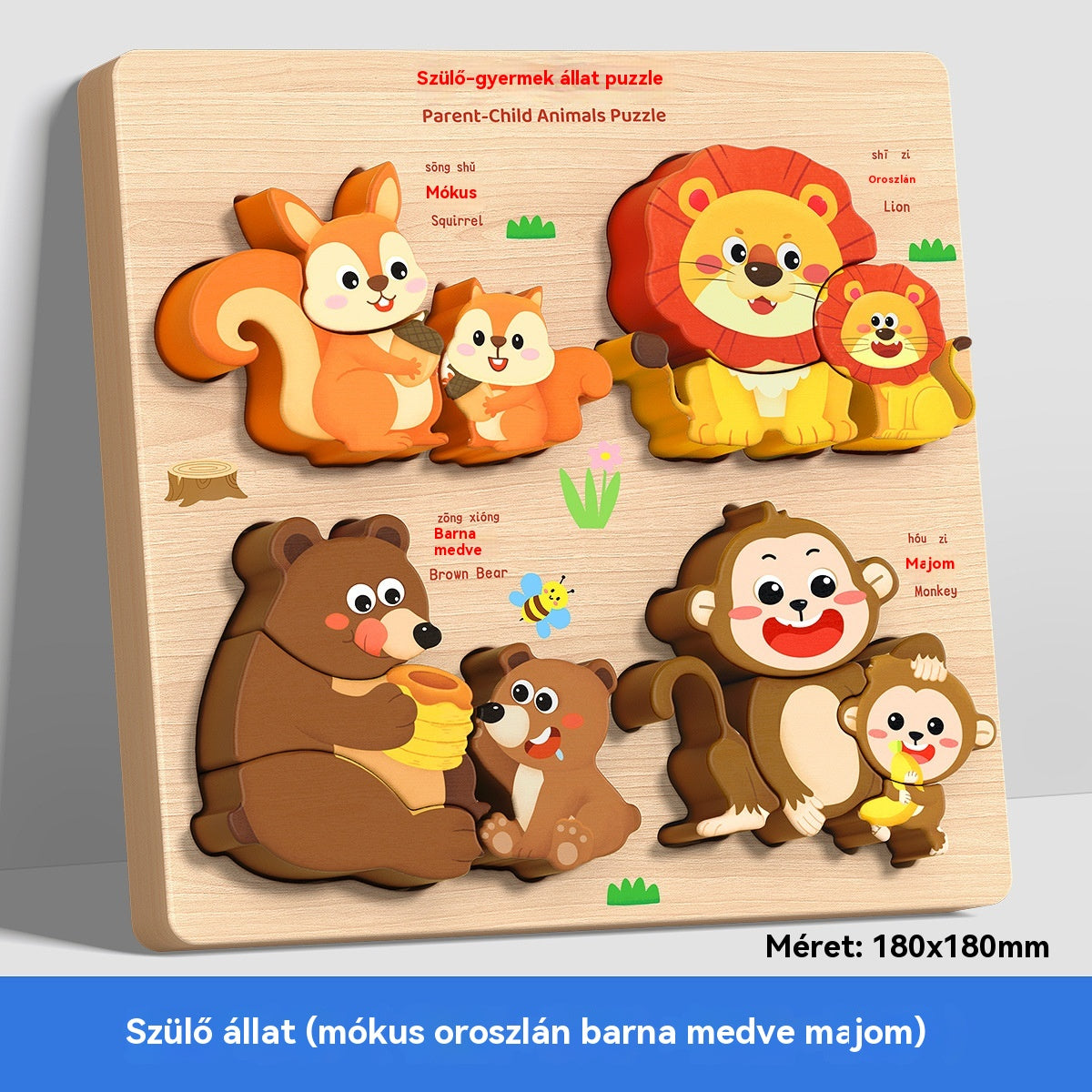 👧🏻🧩Montessori fa 3D-s kirakó, alkalmas kisgyermekkori neveléshez