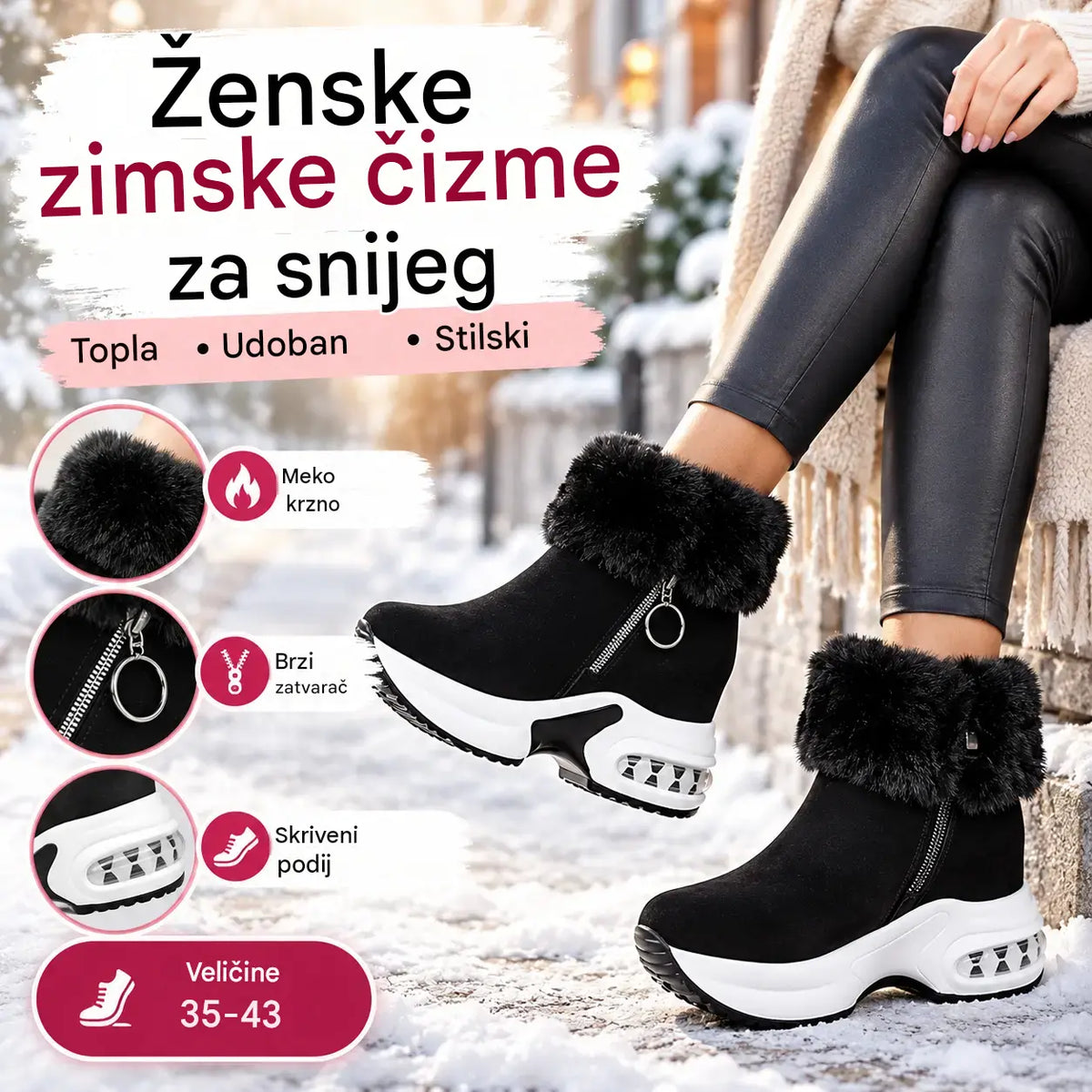 🔥😍【Veličine 35-43】Ženske jesensko/zimske cipele s debelim potplatom, podstavljene flisom, tople i ležerne