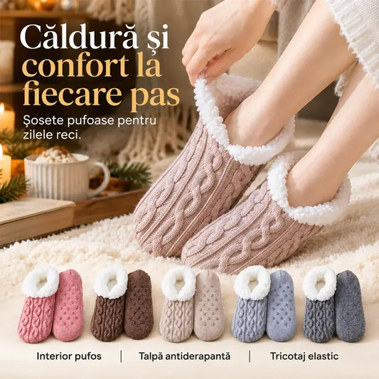 🧦 Különleges, 2 párra szóló csomag: Puha, plüss otthoni zoknik csúszásgátló szilikon talppal · Műszőrme bélés a melegség és kényelem érdekében · Rugalmas, fonott kötött minta · Tökéletes választás, hogy egész télen kellemes melegben érezd magad!