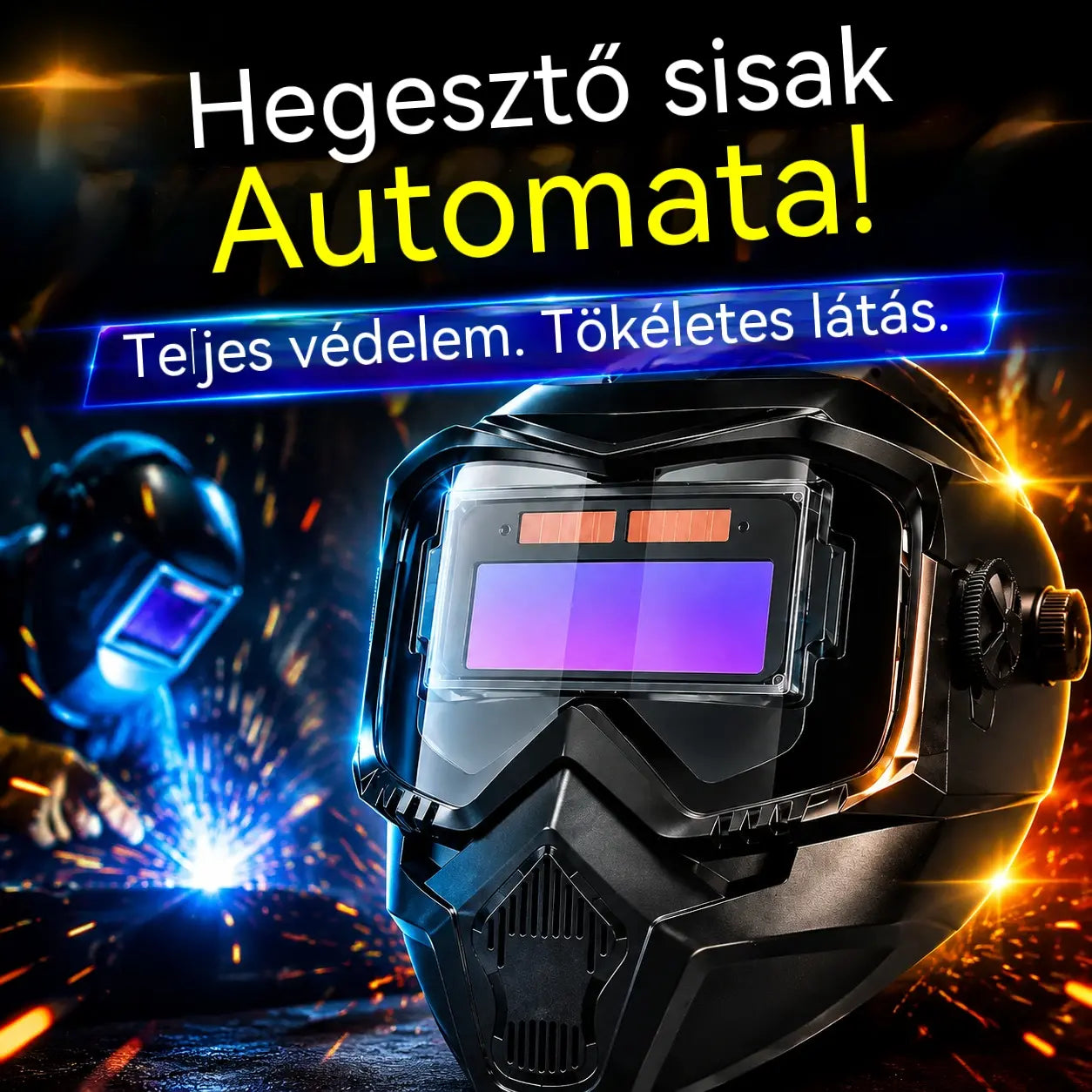 🔥😎Teljesen automatikus hegesztőálarc⚡Intelligens fénybeállítás, professzionális védelem