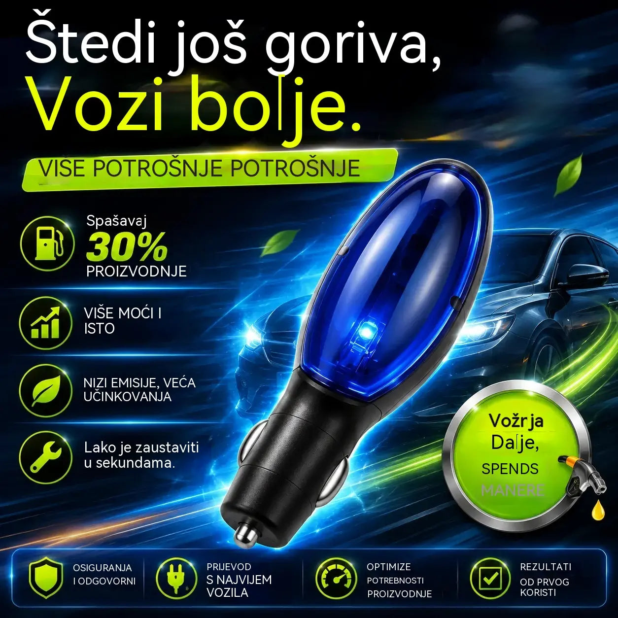 🔥🚗Ušteda goriva u automobilu: Štedi gorivo, povećava snagu i smanjuje potrošnju tijekom svakodnevne vožnje.