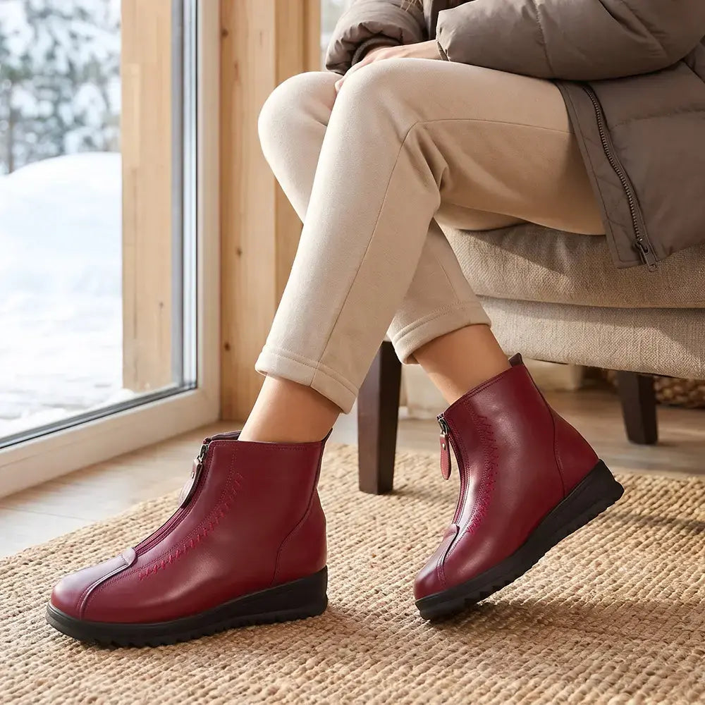 👢【35-42】2026 Ősz/Tél Új Stílusú Bőr Vastag Meleg Hócipő
