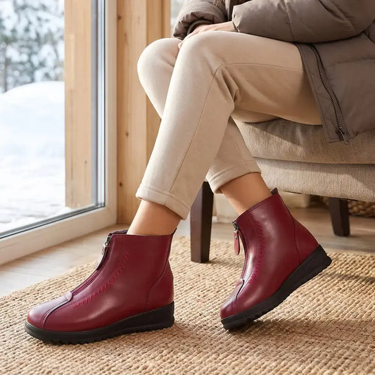 👢【35-42】2026 Ősz/Tél Új Stílusú Bőr Vastag Meleg Hócipő