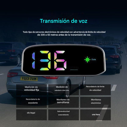 🚗Nuevo dispositivo de alerta de seguridad con pantalla de visualización frontal (HUD) solar, sin cables, que integra velocidad y hora
