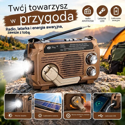 Przenośne radio awaryjne z ręcznym ładowaniem i lampką LED Kolor: