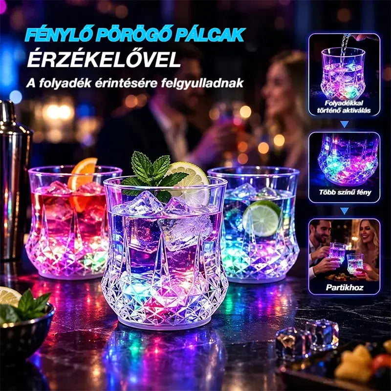 ✨💎Folyadék hatására aktiválódó LED-es kristályüveg-készlet🥂
