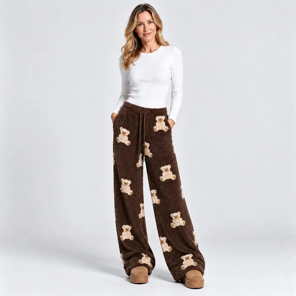 👖【S-3XL】❄️ A kedvenc bolyhos nadrágom ősszel és télen!--Leopárdmintás nadrág, bő szárú nadrág