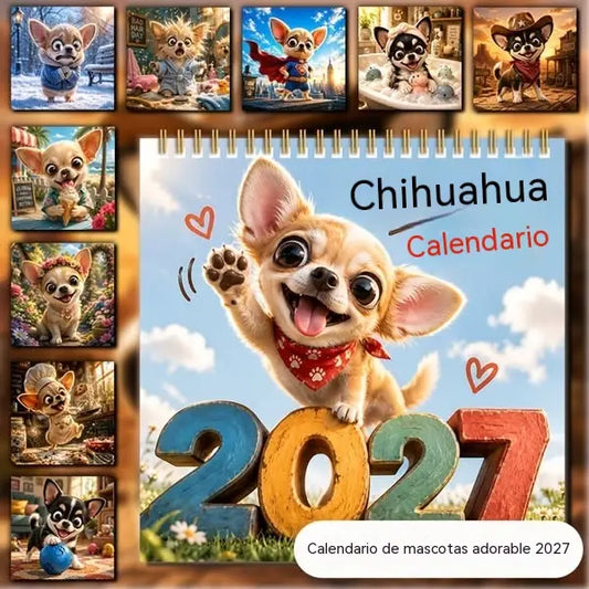 📅 ¡50% DE DESCUENTO POR TIEMPO LIMITADO! 🐶 Calendario de pared de 12 meses de Chihuahuas – Adorable, resistente a la tinta, decorativo ✨