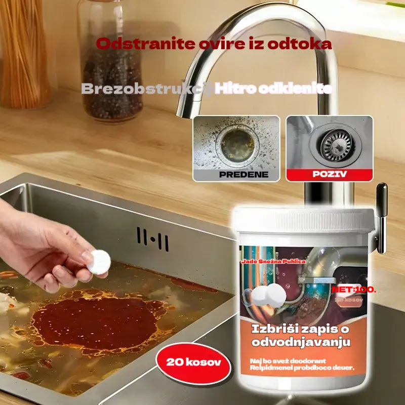 🔥50 % POPUST 【2 za 23 evrov】❤️ Močne šumeče čistilne tablete, ki hitro raztopijo zamašitve zaradi mastnih las in odmašijo odtoke; so tudi dezodorirajoče in antibakterijske.