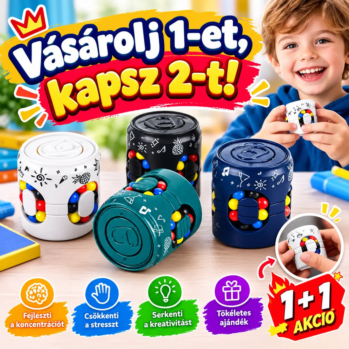 🔥【Vásároljon 1-et, kapjon 1-et ingyen】Gyermekeknek szóló oktatójátékok, Rubik-kocka, Fidget Spinner, Stresszoldó eszközök