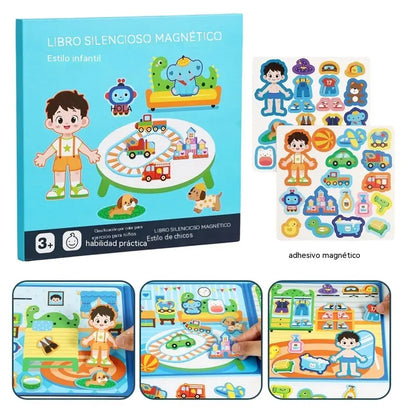 👶🧠Libro magnético silencioso para niños, rompecabezas plegable con escena, juguete educativo temprano para niños y niñas📚