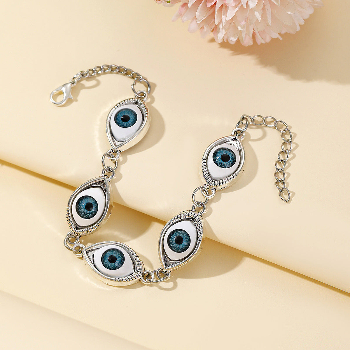 🔥【Compra 1 y llévate 1 gratis】Pulsera nueva de plata de ley 925 con ojo turco, incluye cadena de extensión.