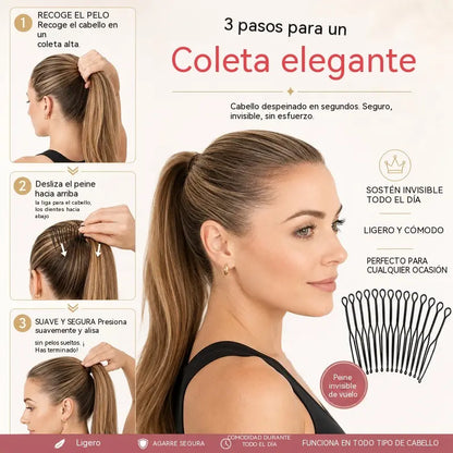 🔥【Compra 5 y llévate 5 gratis】🎀Peine flexible con agarre invisible para el pelo rebelde