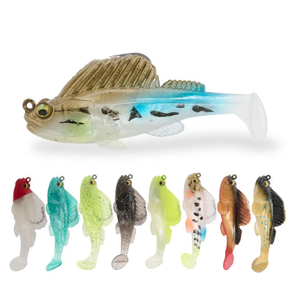🎣🐟【artefacto de pesca】Juego de 8 señuelos blandos con cola en T