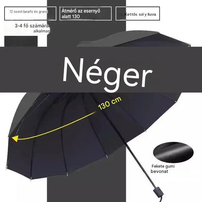 ☔ 12 bordás összecsukható esernyő – szélálló, vízálló és könnyű esőben és napsütésben 🌞