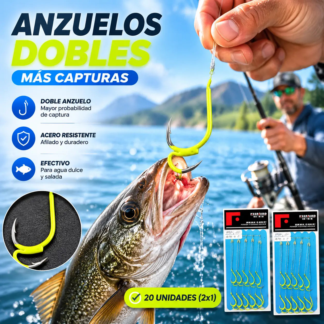 ❤️‍🔥 (20 unidades) Anzuelos dobles clásicos ultra afilados para pesca