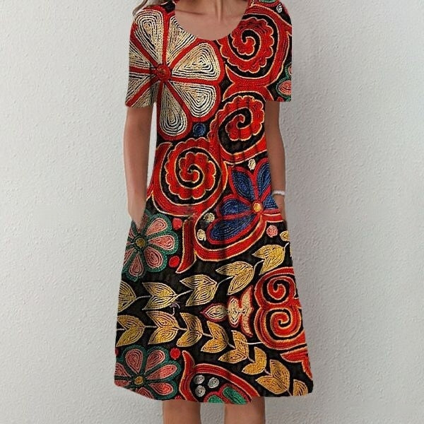 🔥🎁【S-5XL】👗2026 őszi új, középhosszú, virágmintás ruha