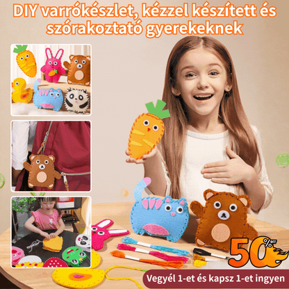 🔥【Gyerekeknek való barkács varrókészlet】🧵👼 Szórakoztató, kézzelfogható barkácsolás a kézügyesség és a kreativitás fejlesztésére.