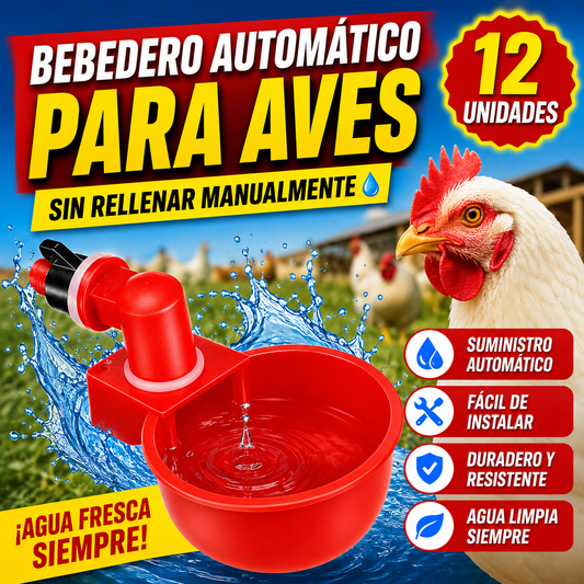 🔥【30% OFF】🔥【12 piezas】🐓Bol de agua automático para aves de corral, sin necesidad de alimentación manual