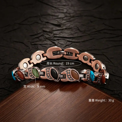 ✨🎁Pulsera de cobre para mujer, pulseras magnéticas de cobre puro, piedra preciosa natural única