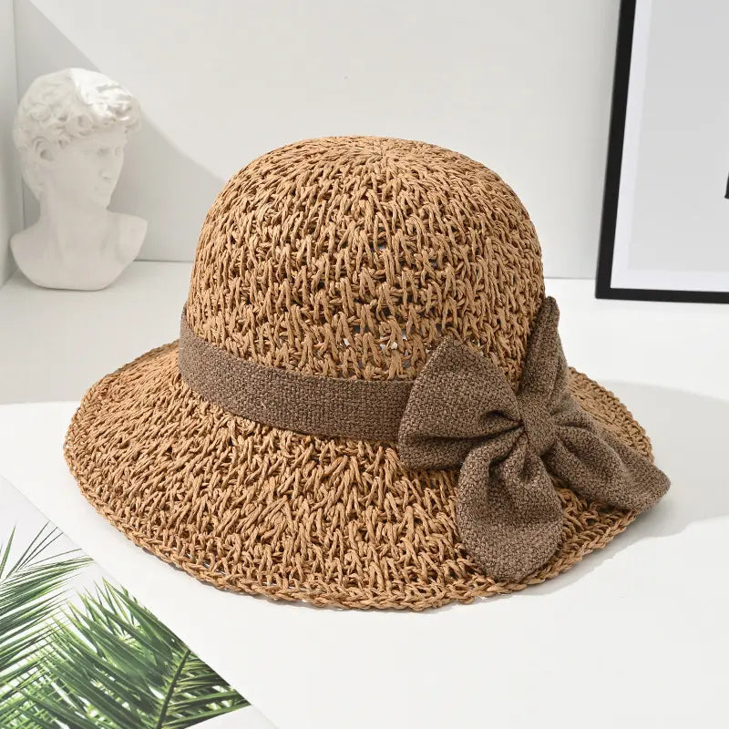 ☀️🎀Elegante sombrero francés con lazo: protección solar y sombra.