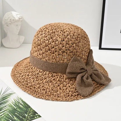 ☀️🎀Elegante sombrero francés con lazo: protección solar y sombra.