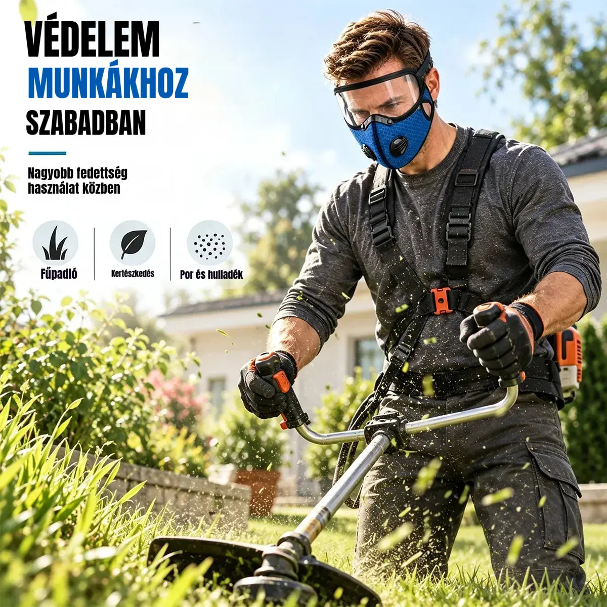 🧣【Vegyél egyet, kapj egyet ingyen!】🚴 Sportos termomaszk levehető HD arcvédővel – Védelem hideg, por és szél ellen kerékpározáshoz, fűnyíráshoz és poros környezethez 🛡️