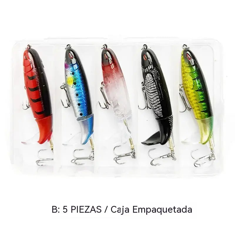 🐟🎣【5 piezas】5 señuelos biomiméticos: movimientos de natación realistas, anzuelos afilados y de sonido agudo, aptos tanto para agua dulce como salada.
