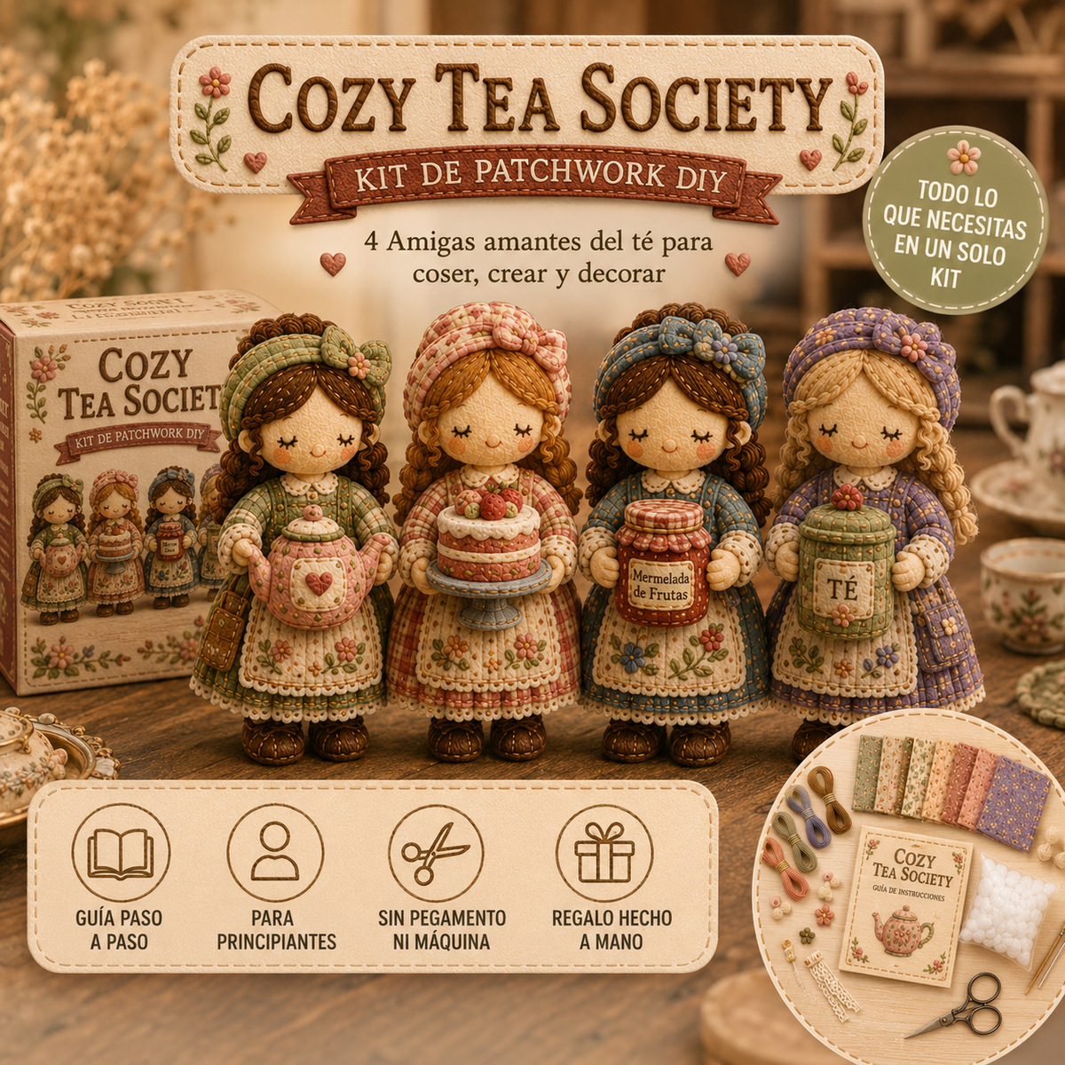 Último día: ¡Disfruta de un 49% de descuento!  Kit de patchwork para armar en miniatura de la serie Mundo en miniatura.