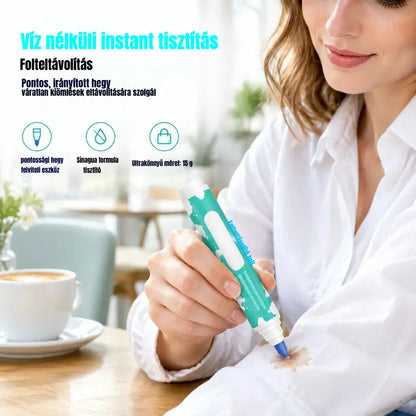 👕 50% kedvezmény! Hordozható, vízmentes folteltávolító toll precíziós heggyel, amely könnyedén eltávolítja a friss étel-, ital- és olajfoltokat. Nem kell azonnal kimosni a ruhadarabot; praktikus és könnyen elfér a táskádban. ✨🧼