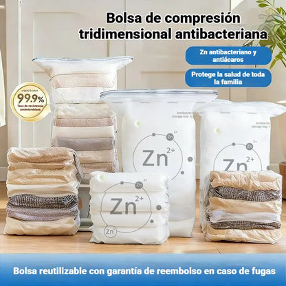 🧳【Juego de 5 piezas 27 euros】💨 Bolsa de almacenamiento al vacío grande y compresible: no requiere bomba, es a prueba de fugas e ideal para ahorrar espacio en maletas y en casa ✈️