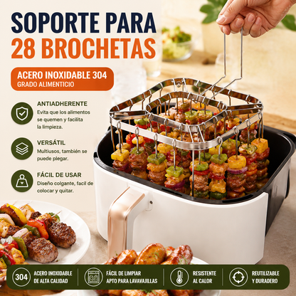 🥳⏳✨ ¡50% de descuento! Producto recientemente mejorado.✨Parrilla de acero inoxidable para brochetas🍢