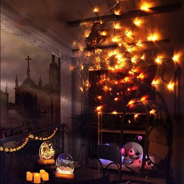 (🎃Oferta anticipada de Halloween: 49% de descuento🎃) Lámpara LED gigante de telaraña para Halloween