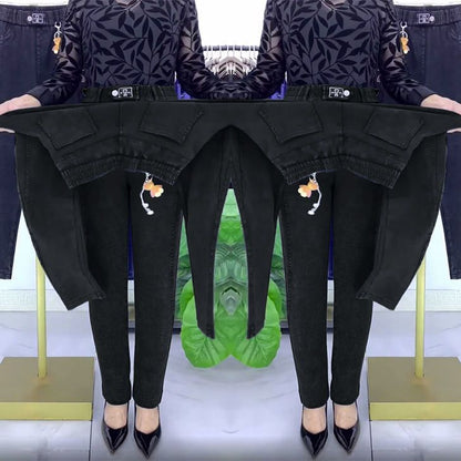😍💥 [M-5XL] 👖👖Női nagy nyúlású, vastagított farmernadrág