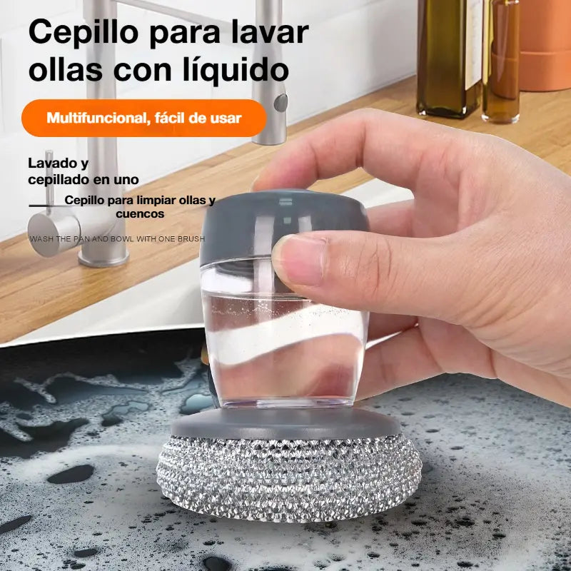 🏠【El cepillo para lavar platos viene con 5 bolas de repuesto.】1 por 25 euros ！Cepillo multiusos para ollas Fácil de usar - Duradero - Compacto - Práctico