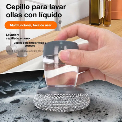 🏠【El cepillo para lavar platos viene con 5 bolas de repuesto.】1 por 25 euros ！Cepillo multiusos para ollas Fácil de usar - Duradero - Compacto - Práctico