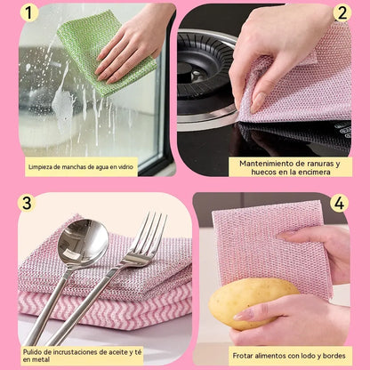 🔥【1 rollo de 20 hojas】💦Paño de cocina plateado de limpieza profunda (reutilizable)